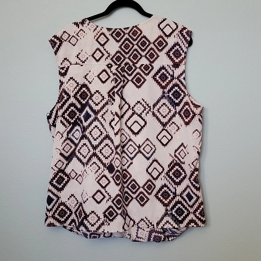 Forever 21 3X Southwest Neutral Earthy Brown Boho Sleeveless Blouse